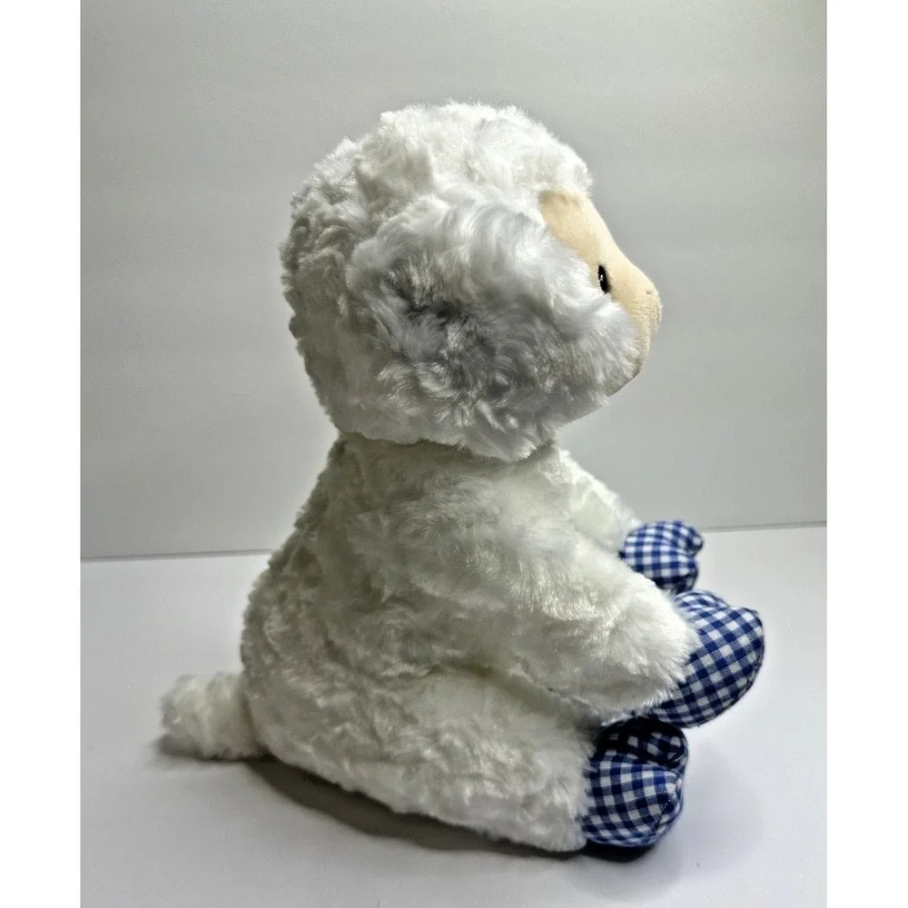 GUND Brooks Brothers Lamb‎ Blue Gingham Feet Ears White Swirl Plush Stuffed